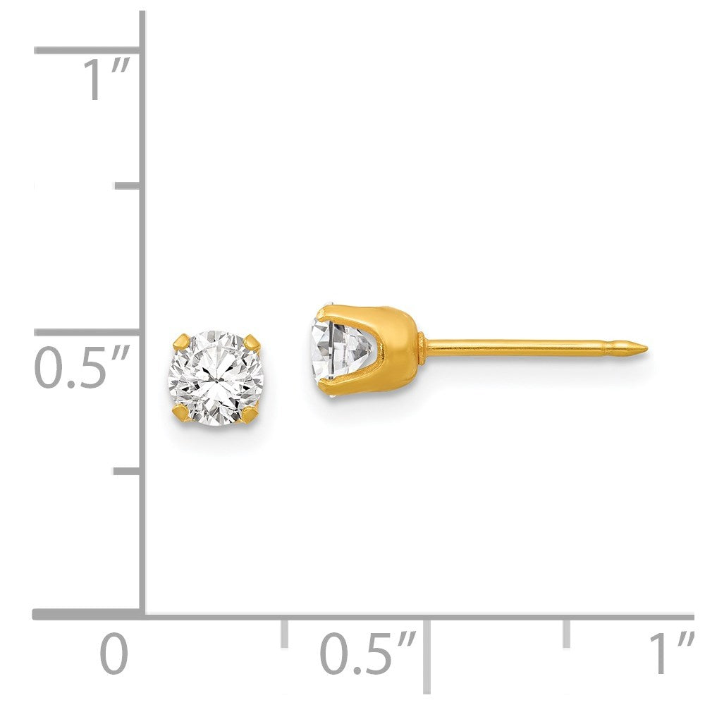 14K Gelbgold Inverness 4.25mm Zirkonia Ohrstecker