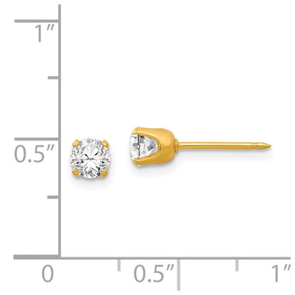 14K Gelbgold Inverness 4.25mm Zirkonia Ohrstecker