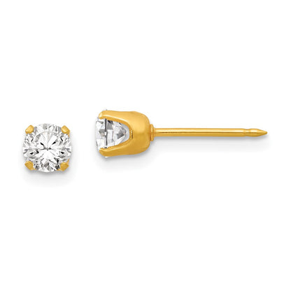 14K Gelbgold Inverness 4.25mm Zirkonia Ohrstecker