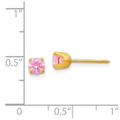 14K Gelbgold Inverness 5mm Rosa Zirkonia Ohrstecker