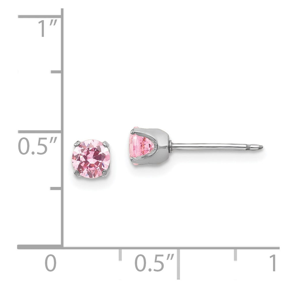 14K Weißgold Inverness 5mm Rosa Zirkonia Ohrringe