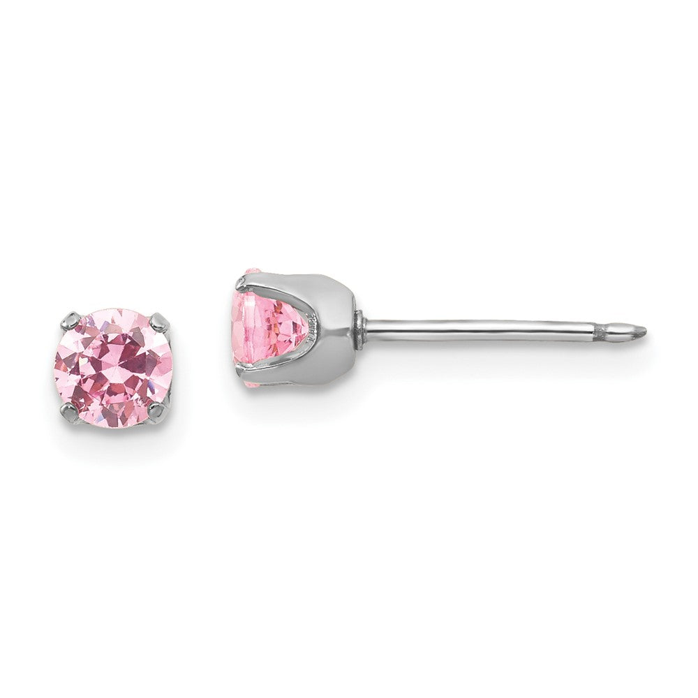 14K Weißgold Inverness 5mm Rosa Zirkonia Ohrringe