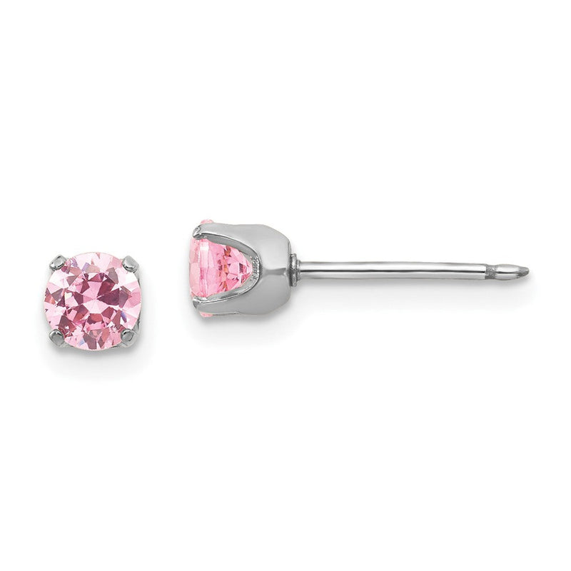 14K Weißgold Inverness 5mm Rosa Zirkonia Ohrringe