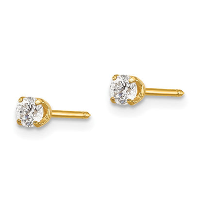 14K Gelbgold Inverness 3mm Zirkonia Lang Ohrstecker