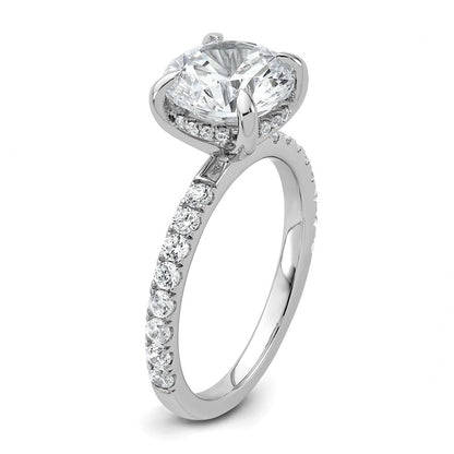 14K Weißgold Verlobungsring mit 3,5 ct. zertifiziertem, im Labor gezüchtetem Diamant VS+ F+, rund, Solitär komplett mit Flair
