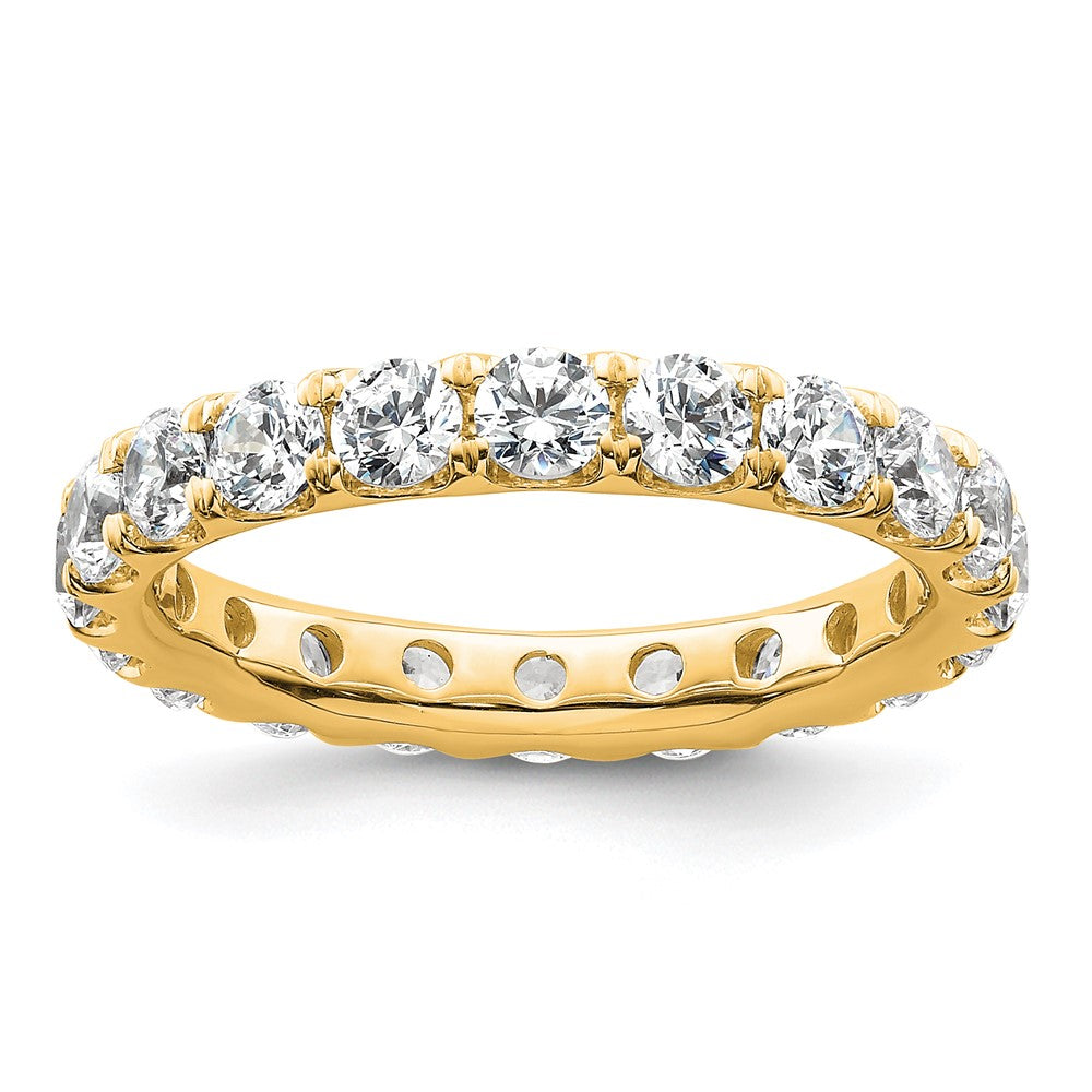 14K Gelbgold Poliert Größe 8.5 U-shared Krappen 3 Karat Diamant Komplett Memoire Ehering Ring