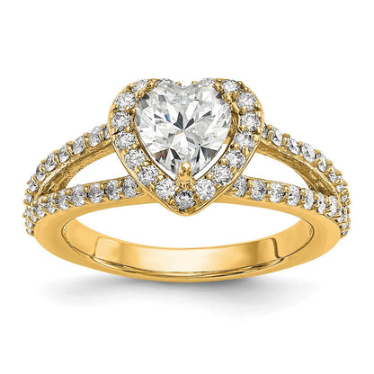 14K Gelbgold Diamant Herz Halbfassung Heiligenschein Verlobungsring