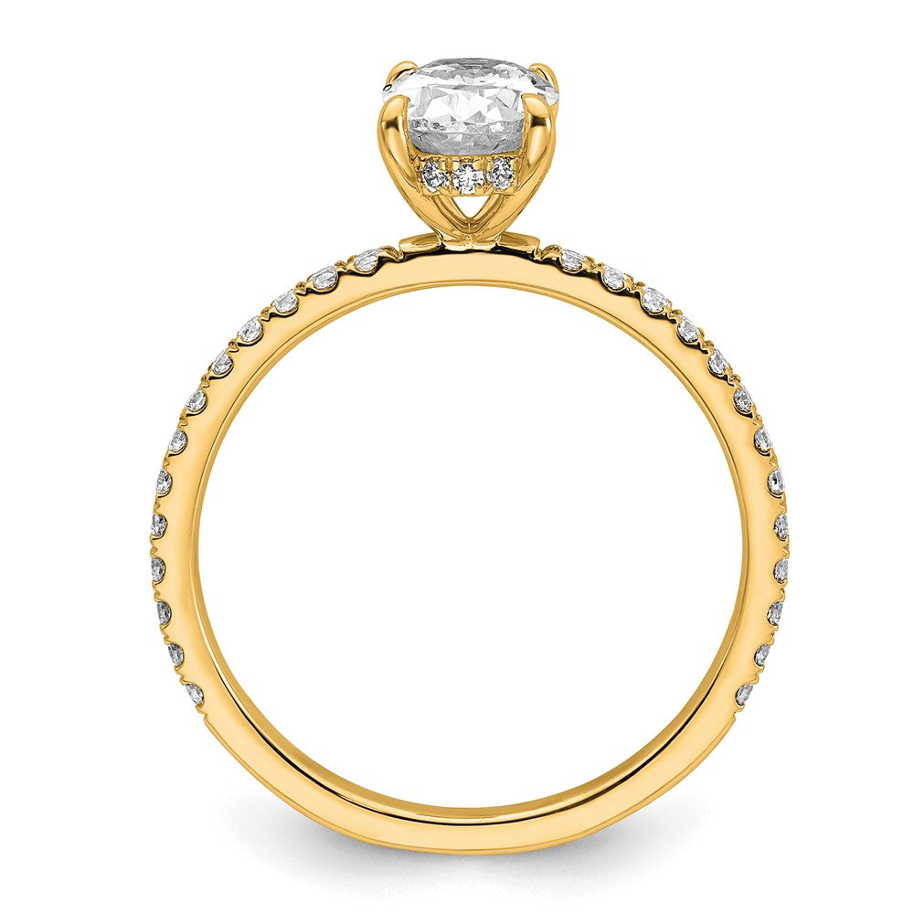 14K Gelbgold Verlobungsring mit Solitär und Flair, 1 1/3K zertifizierter Labor-gezüchteter Diamant VS+ F+ im Ovalschliff