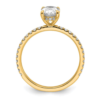 14K Gelbgold Verlobungsring mit Solitär und Flair, 1 1/3K zertifizierter Labor-gezüchteter Diamant VS+ F+ im Ovalschliff