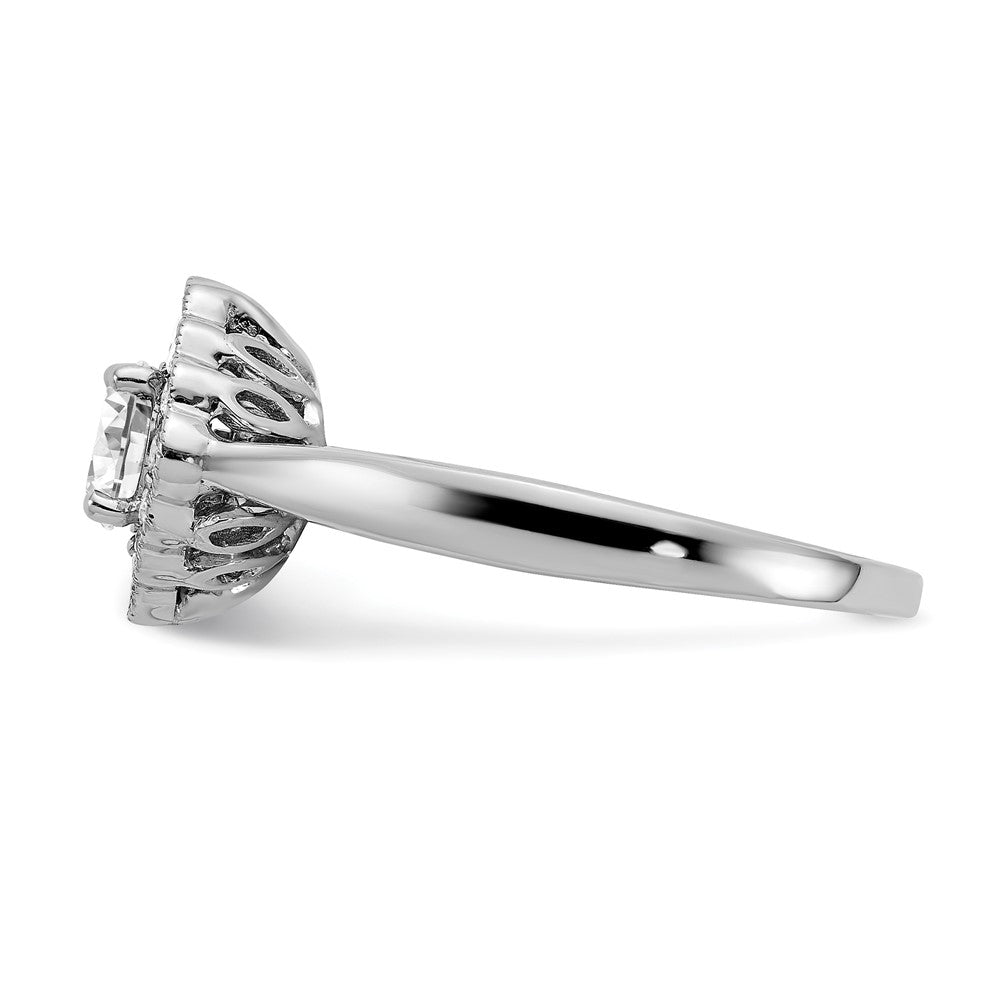 True Origin 14K Weißgold Verlobungsring mit Halo, 0,25K Labor-gezüchteten Diamanten, rundes Semi-Mount, VS+ F+
