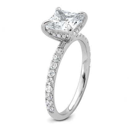 14K Weißgold Verlobungsring mit Solitär und Flair – 2,5K zertifizierter laborgezüchteter Diamant im Prinzessschliff VS/SI+ G+
