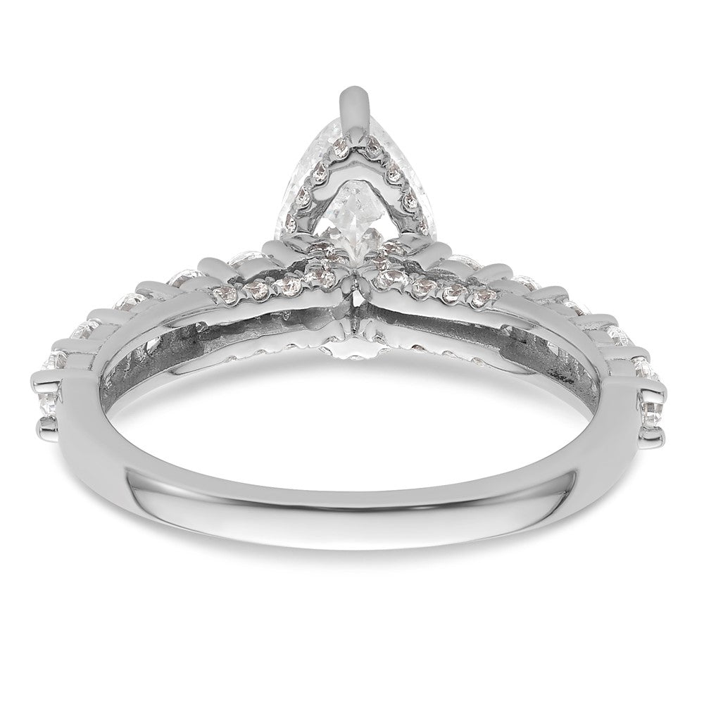 14K Weißgold Verlobungsring mit 2K Labor-gezüchtetem Diamant, VS/SI+ G+, Birnenschliff, komplett