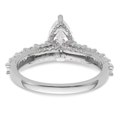 14K Weißgold Verlobungsring mit 2K Labor-gezüchtetem Diamant, VS/SI+ G+, Birnenschliff, komplett