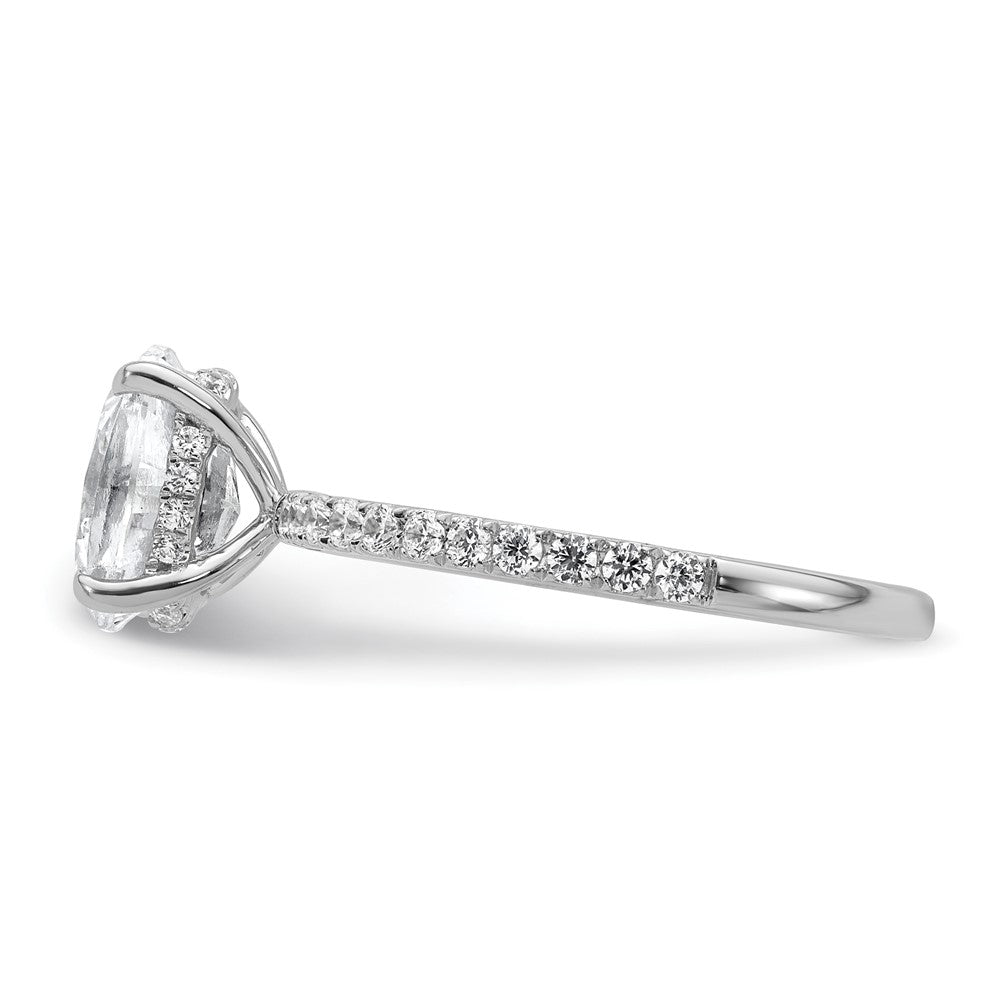 14K Weißgold 1,875 Karat zertifizierter, im Labor gezüchteter Diamant VS+ F+ Oval Kompletter Solitär mit Schwung Verlobungsring