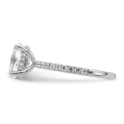 14K Weißgold 1,875 Karat zertifizierter, im Labor gezüchteter Diamant VS+ F+ Oval Kompletter Solitär mit Schwung Verlobungsring