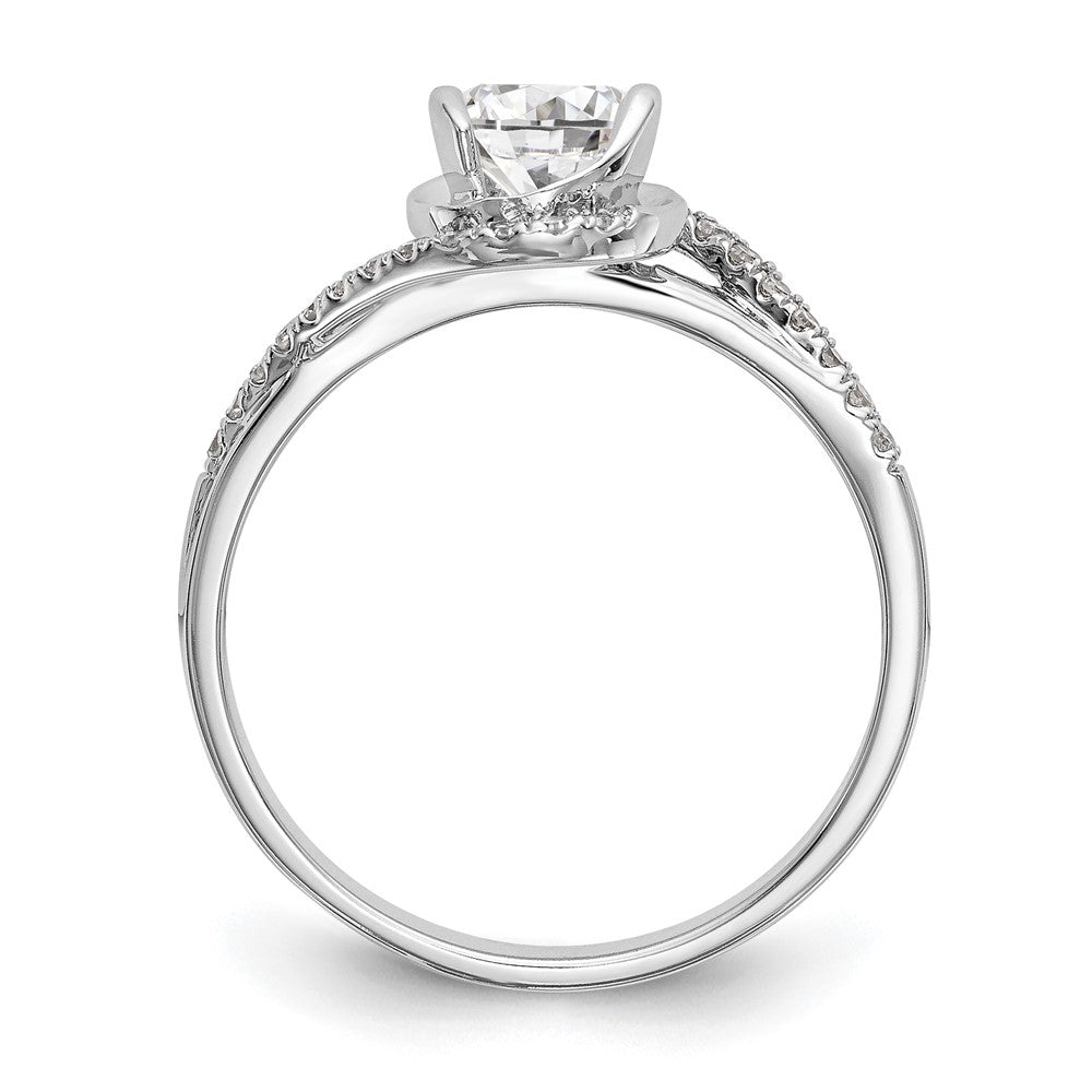 14K Weißgold By-pass (holds 1/3 Karat (4.5mm) Rund Mittig) 1/6 Karat Diamant Halbfassung Verlobungsring