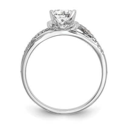 14K Weißgold By-pass (holds 1/3 Karat (4.5mm) Rund Mittig) 1/6 Karat Diamant Halbfassung Verlobungsring