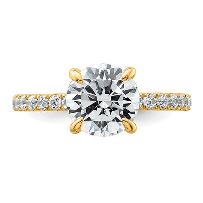 14K Gelbgold 2 3/8K zertifizierter im Labor gezüchteter Diamant VS+ F+ Rund Solitär Komplettring mit Flair Verlobungsring