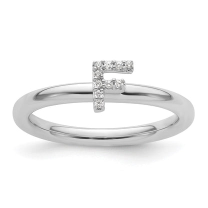 14K Weißgold Stapelbar Diamant Initiale F Größe 7 Ring
