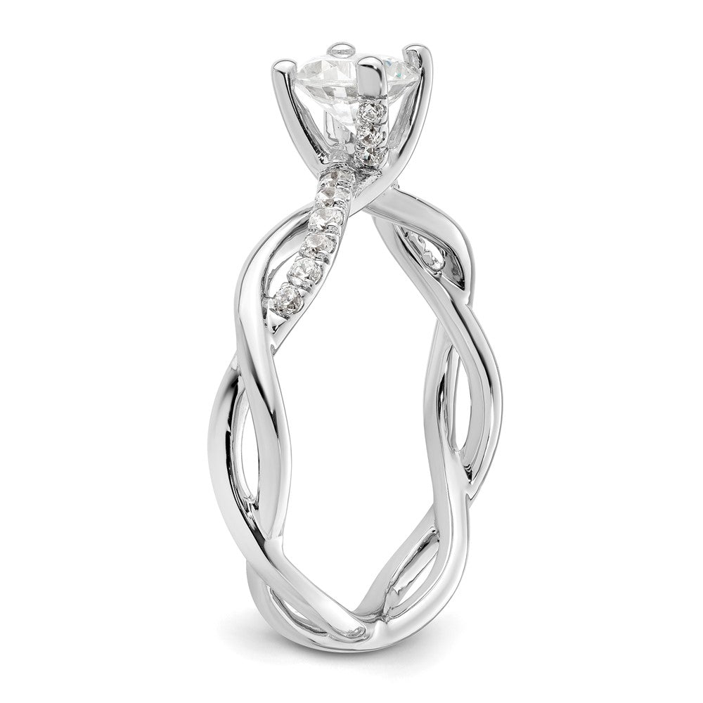 14K Weißgold Criss-Cross Diamant-Verlobungsring als Semi-Mount (für 0,75K (5,8 mm) runden Mittelstein) mit 0,2 ct. Diamanten