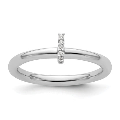 14K Weißgold Stapelbar Diamant Initiale I Größe 7 Ring