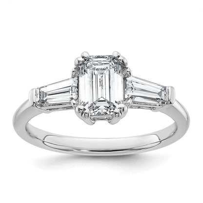 14K Weißgold 1/2ct Im Labor Gezüchtet Diamant Vs+ F+ Smaragd Mittig Halbfassung Eng Ring