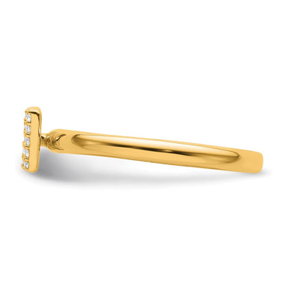 14K Gelbgold Stapelbar Diamant Initiale W Größe 7 Ring