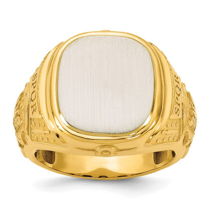 14K Bicolor Gold Gravierbar Quadratisch mit Abgerundet Corners Siegel Ring