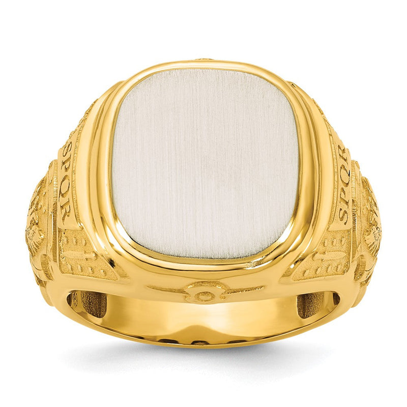 14K Bicolor Gold Gravierbar Quadratisch mit Abgerundet Corners Siegel Ring