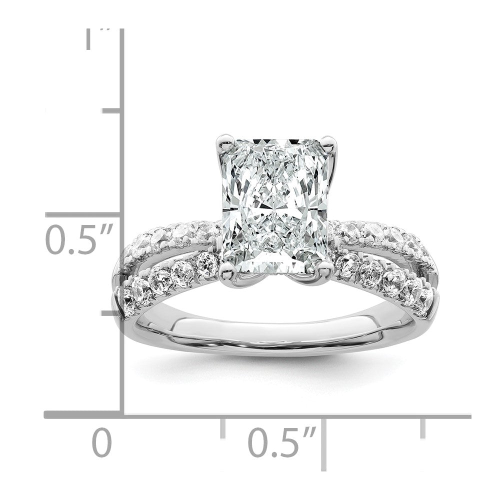 True Origin 14K Weißgold 2 5/8K Labor gezüchteter Diamant VS+ F+ Komplett Radiant-Verlobungsring