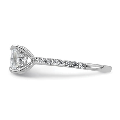 14K Weißgold Verlobungsring mit 2K zertifiziertem Labor-gezüchtetem Diamant VS/SI+ G+ im Princess-Schliff, kompletter Solitär mit Flair