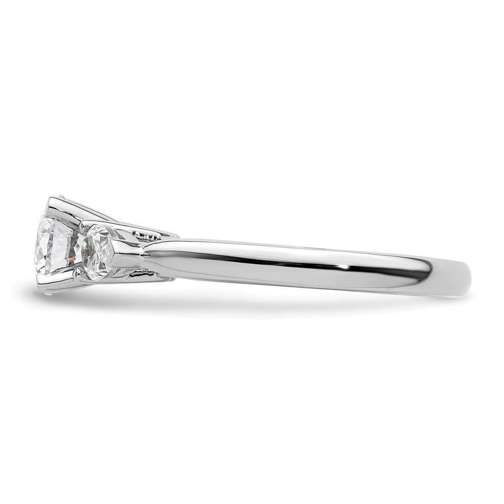 14K Weißgold 3-stone Stift Set Mittig Tropfen Diamant Halbfassung Verlobungsring