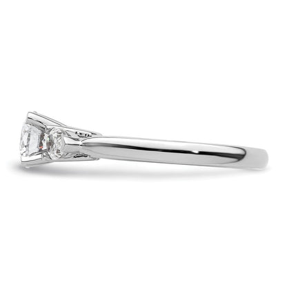 14K Weißgold 3-stone Stift Set Mittig Tropfen Diamant Halbfassung Verlobungsring