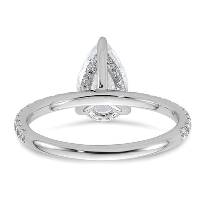 14K Weißgold Verlobungsring mit 2K zertifiziertem, im Labor gezüchtetem Diamanten VS+ F+ im Birnenschliff, kompletter Solitär mit Flair