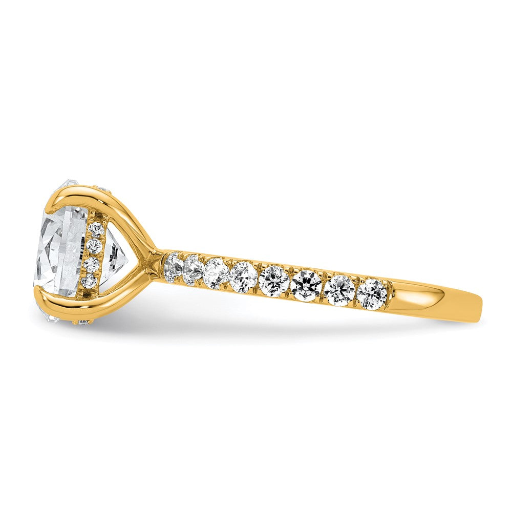 14K Gelbgold Verlobungsring mit 3,5K zertifiziertem, laborgezüchtetem Diamant, rund, Solitär mit Flair, VS/SI+ G+