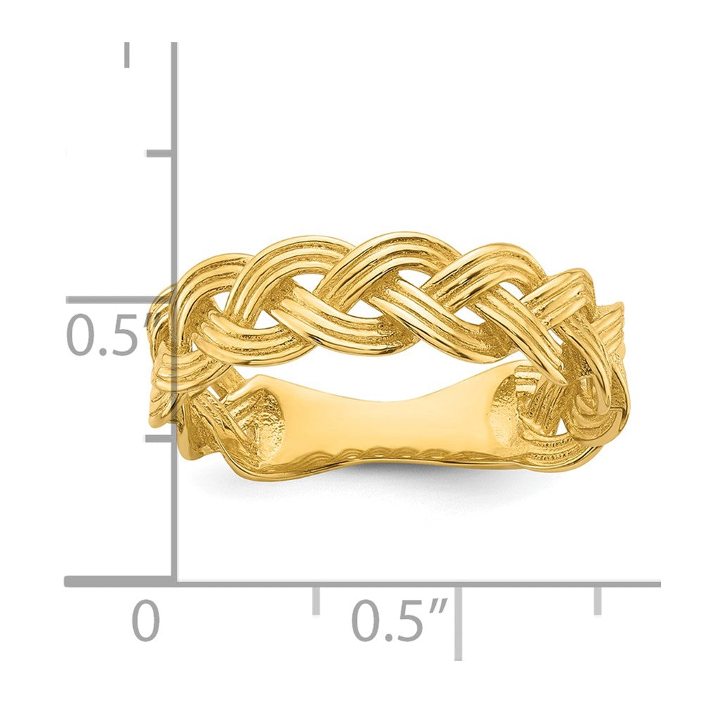14K Gelbgold Polierter Fancy-Geflochtener Ring, Größe 7