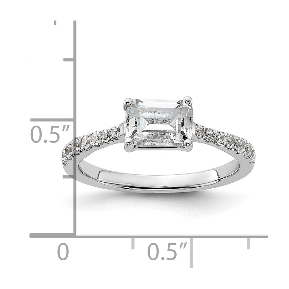 14K Weißgold Ost West (holds 1 Karat (6.9x5.2mm) Smaragd-cut Mittig) 1/4 Karat Diamant Halbfassung Verlobungsring