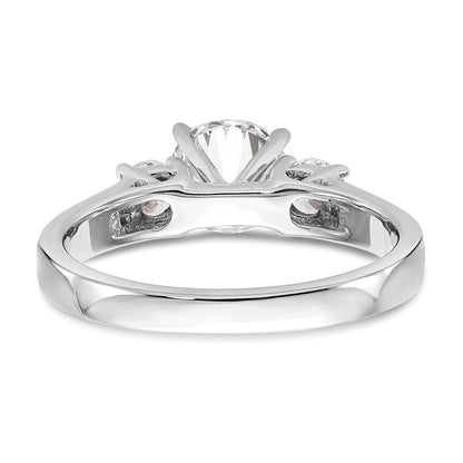 14K Weißgold 3-stone Stift Set Mittig Halbfassung Diamant Verlobungsring