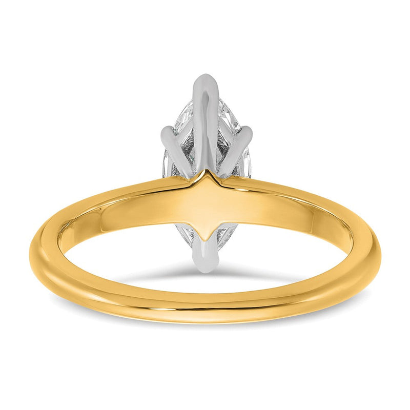 14K Bicolor Gold Bicolor 1 Karat Zertifiziert Im Labor Gezüchtet Diamant Vs+ F+ Marquise Solitär Komplett Verlobungsring