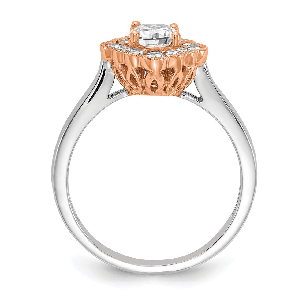 True Origin 14K Bicolor Weiß- und Roségold Verlobungsring mit 0,25 ct. im Labor gezüchtetem Diamant VS+ F+, Halbfassung, Rund, Halo