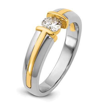 14K Bicolor Gold.5ct Herren Ehering Ring