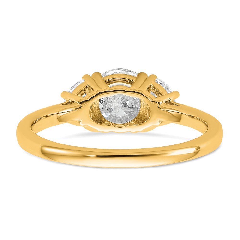 14K Gelbgold 3/8 Karat Im Labor Gezüchtet Diamant Vs+ F+ 1 Karat Mittig Rund Halbfassung Dreistein Verlobungsring