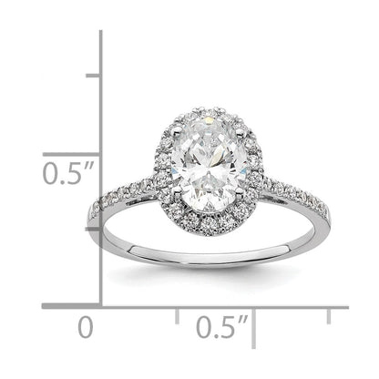 14K Bicolor Gold Bicolor Heiligenschein (holds 1.5 Karat (8x6mm) Oval Mittig) 1/3 Karat Diamant Halbfassung Verlobungsring