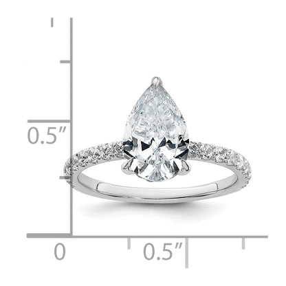 14K Weißgold 2,625 Karat Zertifizierter im Labor gezüchteter Diamant VS+ F+ Birne Komplett-Solitär mit Flair Verlobungsring