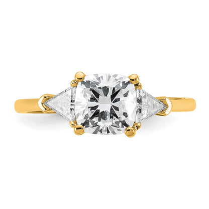 14K Gelbgold 1/2 Karat Im Labor Gezüchtet Diamant Vs/si+ G+ Dreieck 1 1/2 Karat Kissen Mittig Halbfassung Dreistein Verlobungsring