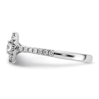 True Origin 14K Weißgold Verlobungsring mit 1K im Labor gezüchtetem Diamant VS+ F+ und komplettem Halo
