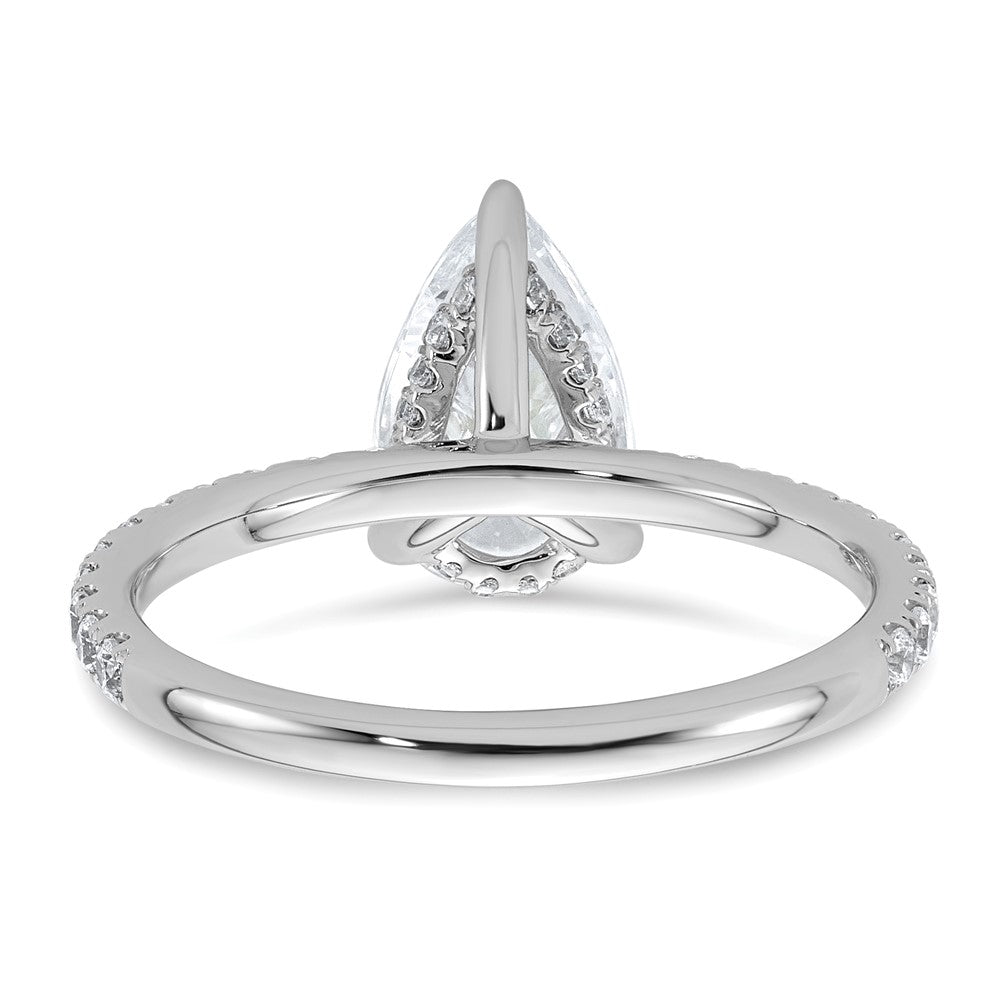 14K Weißgold Verlobungsring mit 2K zertifiziertem, im Labor gezüchtetem Diamant VS/SI+ G+ im Birnenschliff, kompletter Solitär mit Flair