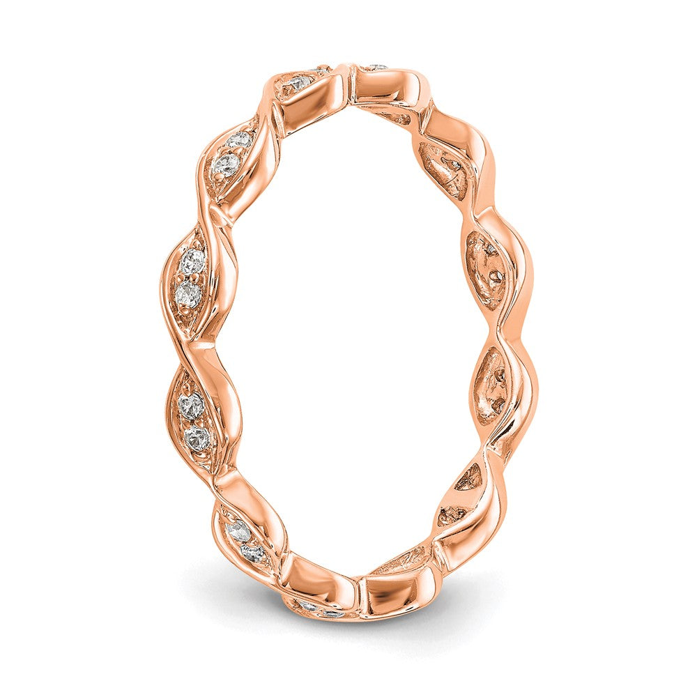 14K Roségold Polierter Memoire-Ehering Vintage-Pavé mit 0,5K Diamanten, Größe 7