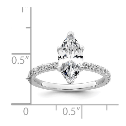 14K Weißgold Verlobungsring mit 2,625 ct. zertifiziertem, im Labor gezüchtetem Diamanten VS/SI+ G+ im Marquise-Schliff, Solitär mit Flair, komplett