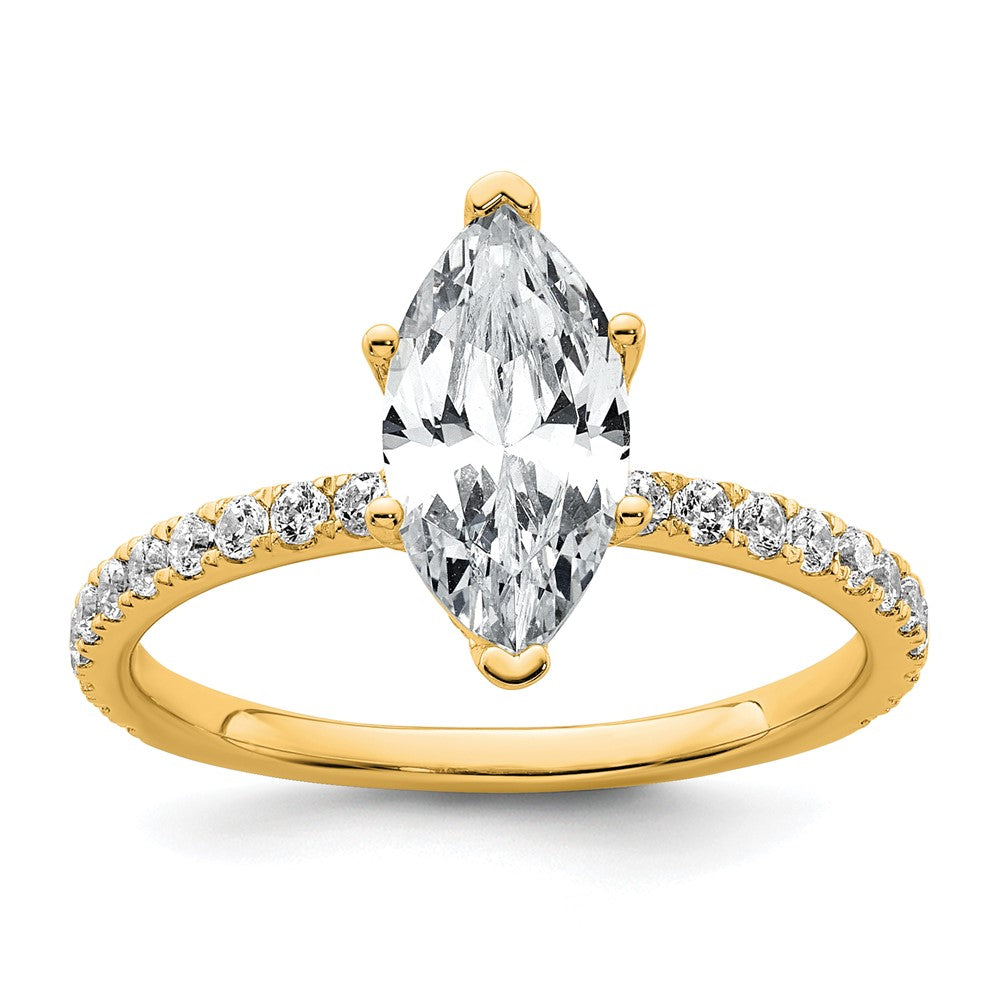 14K Gelbgold Verlobungsring mit Solitär und zertifiziertem, im Labor gezüchtetem Diamant im Marquise-Schliff, 2K, VS/SI+ G+, mit auslaufender Fassung